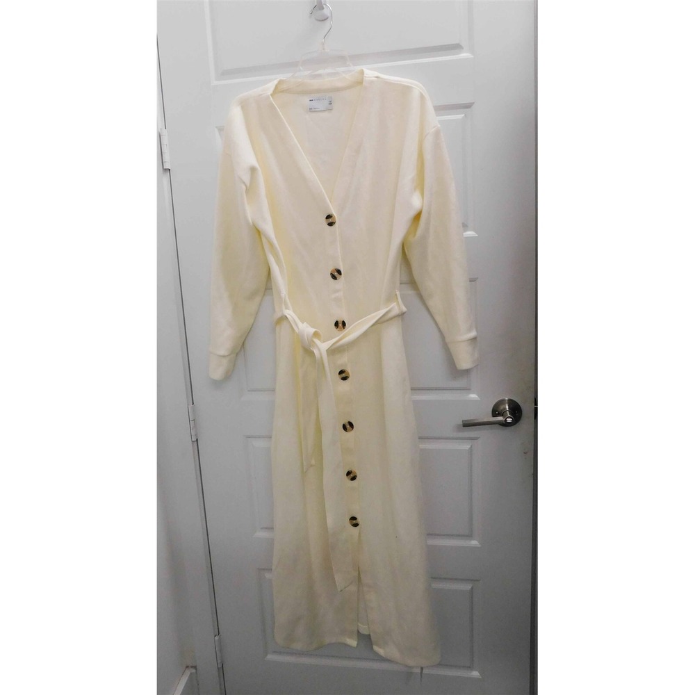 New Asos Cream Cotton Blend Button Down Long Cardigan Sweater sz 2